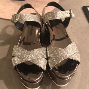 Never worn, silver sandals